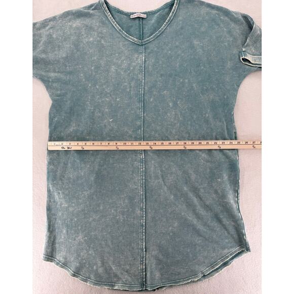 Zenana Acid Wash Green Blue Cotton Sweatshirt Dress T shirt S / M Oversized - Picture 8 of 8